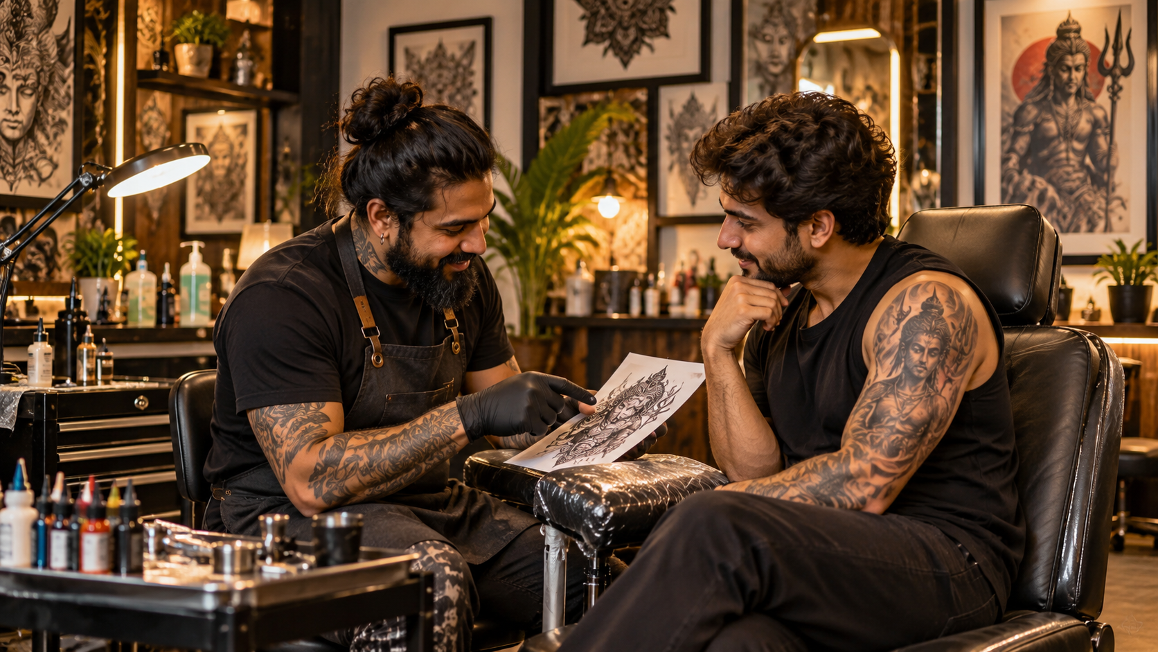 Tattoo artist working on a design at Challenge Tattoo, Lucknow